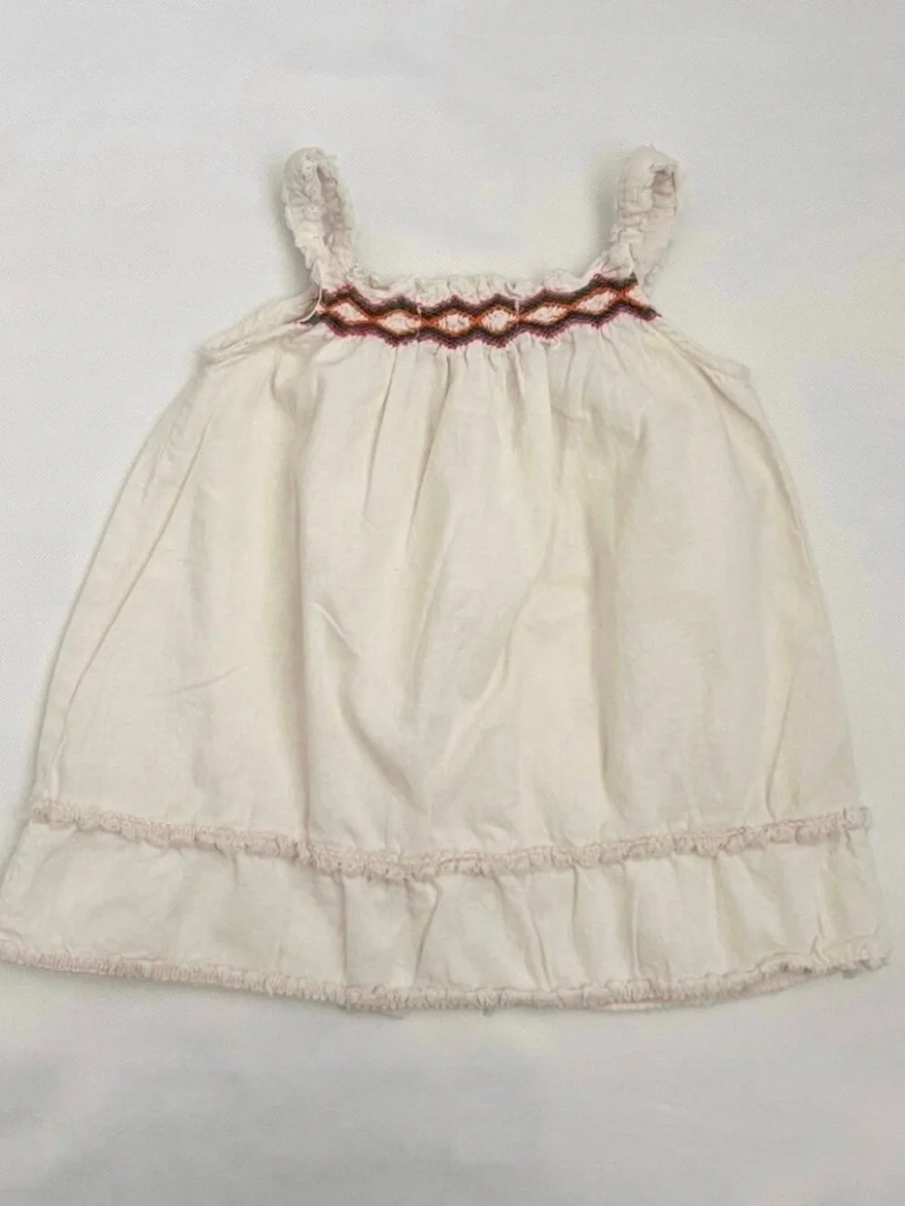 Zara Cream Spaghetti-Strap Dress with Pink Accent